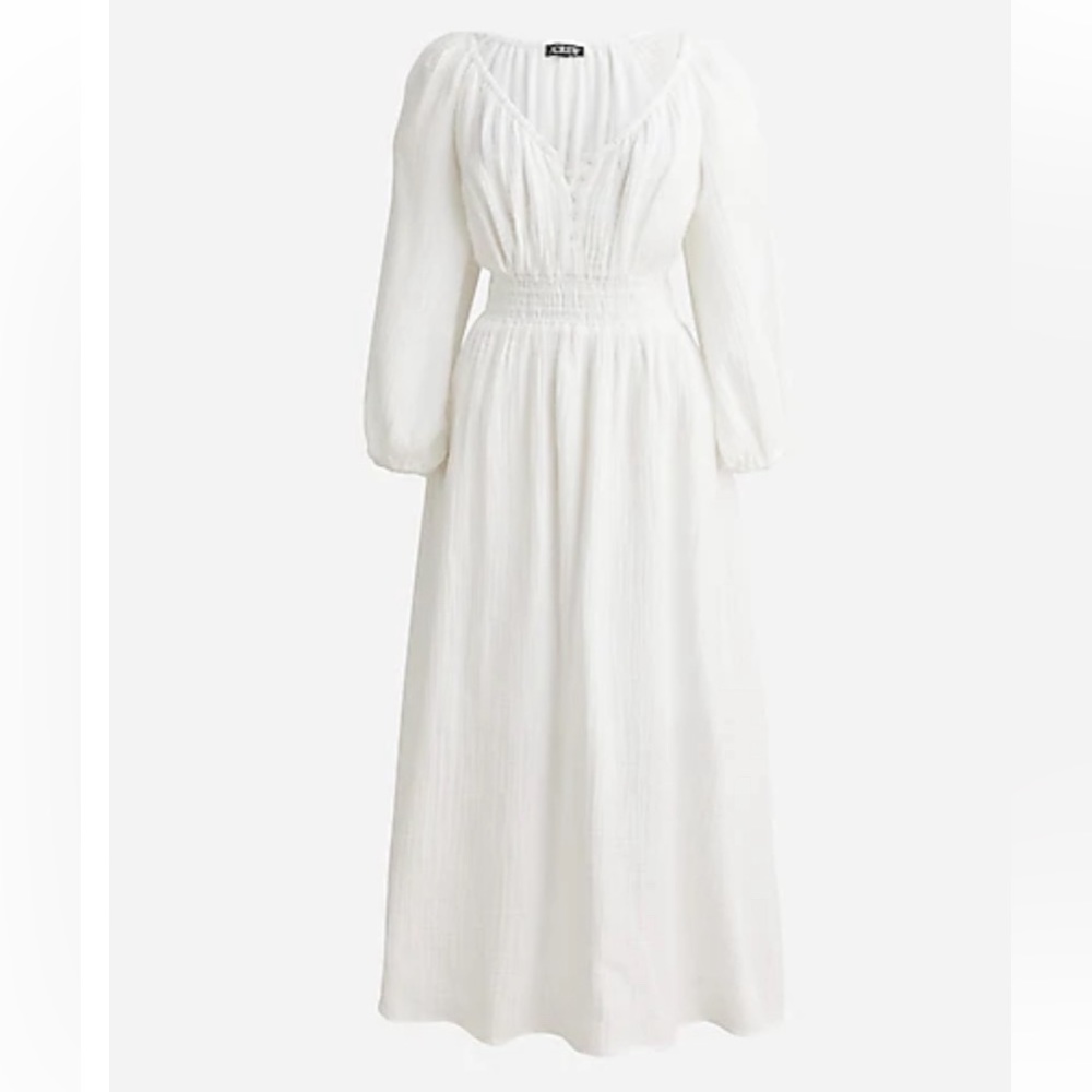 V-neck midi dress in soft gauze 2XL White 100% Cotton